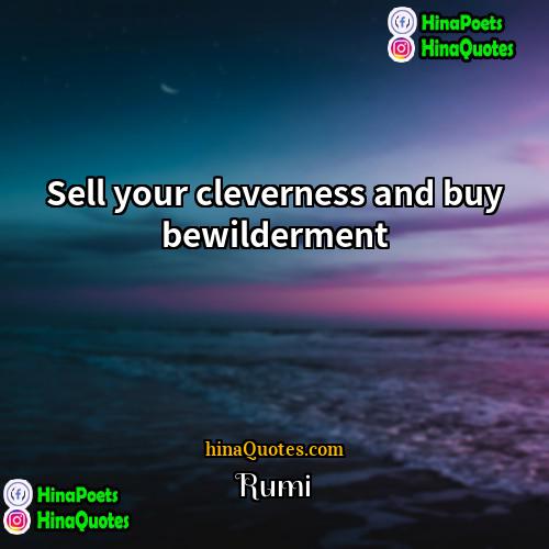 Rumi Quotes | Sell your cleverness and buy bewilderment.
 